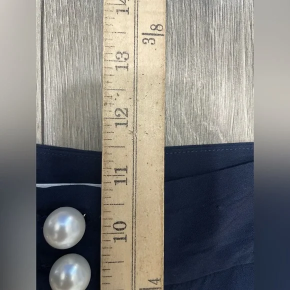 Veronica Beard Navy Blue Pearl Accent Adley Wide Leg Sailor Pants 6 - Picture 10 of 11